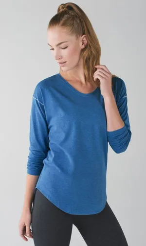 Lululemon Weekend Long Sleeve Heathered Pipedream Blue thumbnail 1