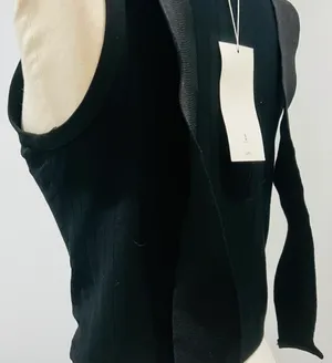 Zara Black Ribbed Square Neck Tank Top with Silver O-Ring Straps thumbnail 2