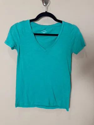 J. Crew VIntage Cotton V Neck Tee T Shirt Size XXS Bright Green thumbnail 2