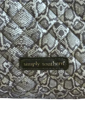 Simply Southern Gray Python Quilted Tote Duffle Travel Bag NWOT thumbnail 3