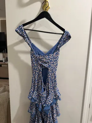 FREE PEOPLE Moon River Polka Dot Dress in Blue Size Medium thumbnail 7