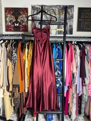 Princess Polly Fadyen Bias Cut Maxi Dress Burgundy Satin Lace Bust XS 2 New NWT thumbnail 13
