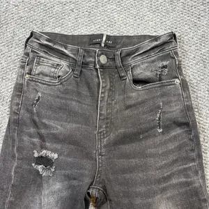 Risen Jeans Womens 1/25 Black Charcoal Skinny High‎ Rise Distressed thumbnail 2