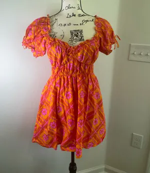 Show me Your Mumu x Barbie Mini dress Sz XS Hot pink /Orange thumbnail 7