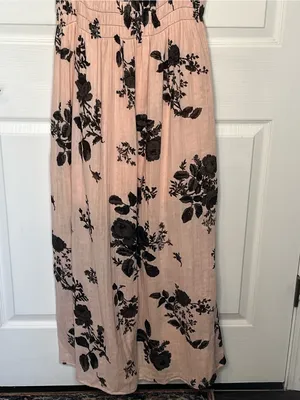 Free People Forgot Me Not Peach Combo Floral Open-Back Maxi Dress Boho Sz M thumbnail 6