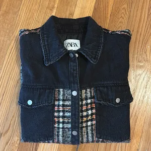 Zara Black and Plaid Jean Jacket thumbnail 12