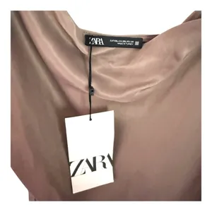 Zara Satin Mini Dress‎ in Taupe thumbnail 10