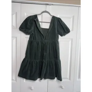 Madewell‎ Corduroy Tiered Babydoll Dress Womens Size 0 Green Puff Sleeve Cotton thumbnail 5