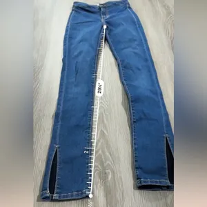 Free People We The Free Riley Skinny Jeans Women's 25‎ Dark Wash Split Hem Mid thumbnail 12