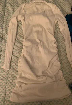 White Ruched Sweater Dress thumbnail 2
