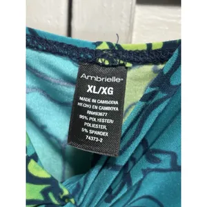 Ambrielle Floral V Neck Adj Straps Maxi Dress Size XL Green/Yellow Colorful EUC thumbnail 3