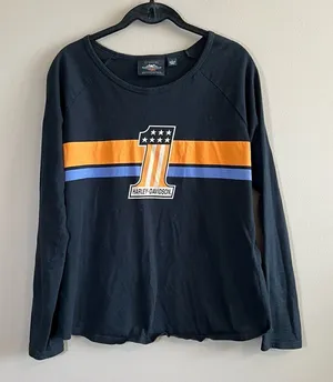 ✨‎ Harley Davidson Women’s Black Long Sleeve Shirt Large thumbnail 1