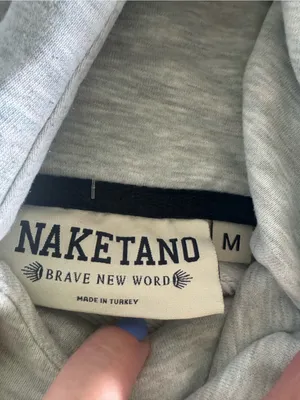 Naketano pullover cowl neck hoodie gray with nautical rope size medium thumbnail 4