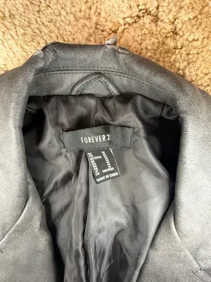 Forever 21 Black Faux Suede Moto Biker Jacket Size M thumbnail 4