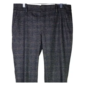 ZARA Gingham Straight Leg Ankle Crop Flat Front Mid Rise 6 Trouser Pants Brown thumbnail 2