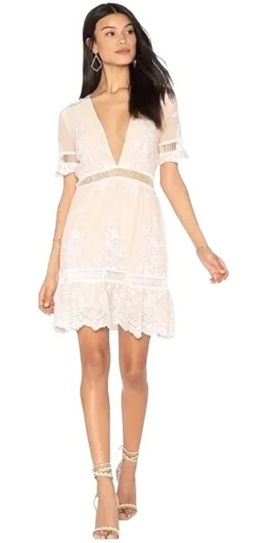 Saylor Dress Women XS Cream Ivory Floral Lace Embroidered Alexa‎ Mini Cocktail thumbnail 1