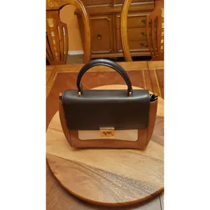 Michael Kors Mindy Medium Convertible Leather Satchel - Luggage & Black thumbnail 4
