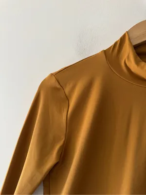 Abercrombie & Fitch Soft A&F Brown Long‎ Sleeve Mock Neck Bodysuit thumbnail 3