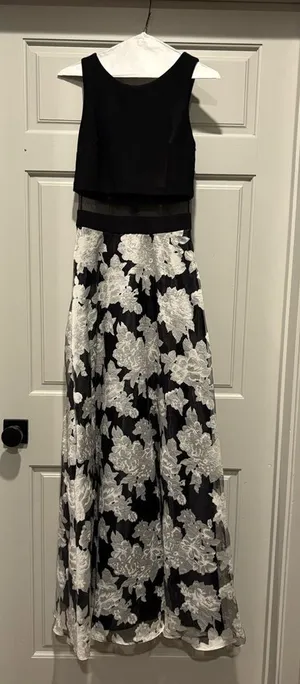 Betsy & Adam Black and White Formal Gown thumbnail 1