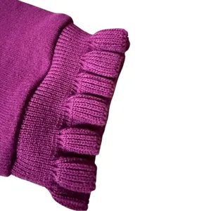 Talbots Ruffle Trim Raglan Purple Sweater Gold Buttons Cottage Boho Size Medium thumbnail 6