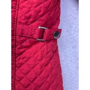 Tommy Hilfiger Quilted Jacket Womens Medium Red Corduroy Trim Barn Coat‎ 4758 thumbnail 5