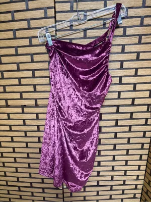 Superdown Pink Crushed Velvet One Shoulder Dress Size Medium thumbnail 3
