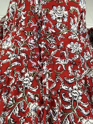 Feather Bone by Anthropologie Red Latrobe Floral Smocked Peplum Top - Size - 14 thumbnail 5