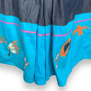 Vintage 90s Southwestern Appliqué Denim Button‎ Up Shirt Gaucho Pants Set Medium thumbnail 12