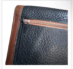 Vintage Dooney & Bourke All Weather Leather Navy and Brown Trifold Wallet Checkb thumbnail 6
