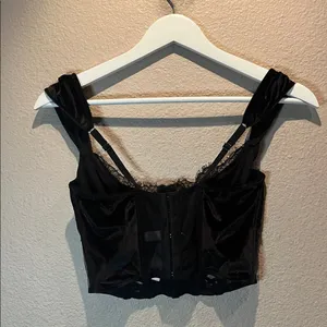 Victoria’s Secret Dream Angels Black Corset Bra Velvet Velour Small Black Goth thumbnail 6