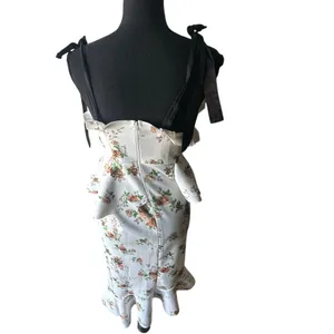 ASOS Floral Ruffle Cold Shoulder Peplum Midi Dress Size 6 Romantic Chic thumbnail 7