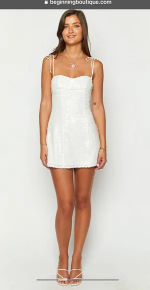 Beginning Boutique White Sequin Mini Dress thumbnail 2