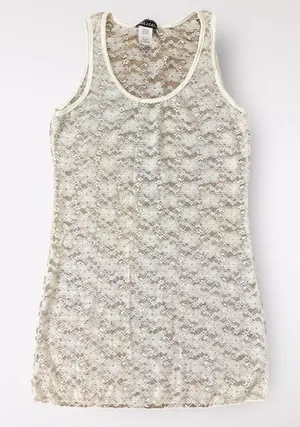 Wet Seal Y2K White Lace Sheer Mini Dress‎ Size Large Coquette Floral thumbnail 1