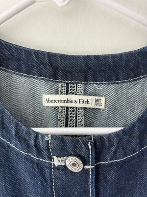 Abercrombie & Fitch Dark Denim Mini Dress Button Front Adjustable Back thumbnail 4