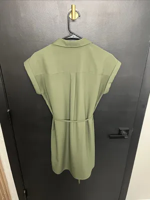 Express Olive Utility Button-Down Shirt Dress thumbnail 5