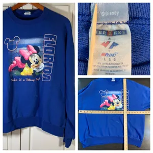 Vtg Disney Minnie‎ Mouse Florida Graphic Sweatshirt Blue Crewneck Adult Large thumbnail 12