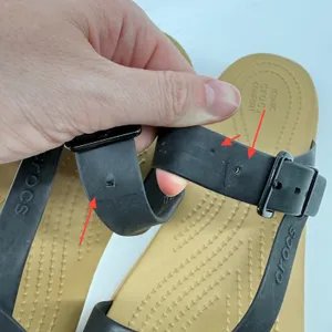 Crocs Tulum Toe Post Sandal Black Tan Women 11 Strappy Buckle Slip On Flip Flop thumbnail 4
