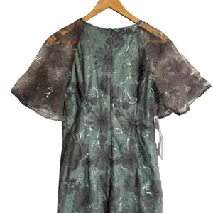 JS Collections Remy Sage Embroidered Flutter Sleeve Sheath Cocktail Midi Dress 6 thumbnail 11