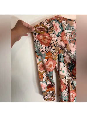 For Love & Lemons Long-Sleeve Floral Tie-Front Maxi Dress Size XS thumbnail 5