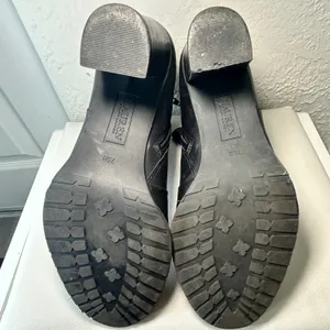 Lauren‎ Ralph Lauren Cabrey 7.5B Black Leather Ankle Boots Block Heel Zip Buckle thumbnail 6