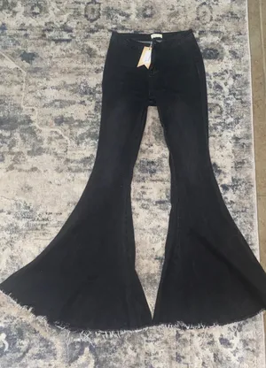Black Denim Bell Bottoms thumbnail 1