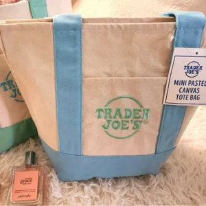 Trader Joe's Mini Canvas Tote Bag Blue thumbnail 3