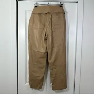 Jonathan Simkhai Women’s Tessa Faux Leather Camel Colored Pants Size 10 thumbnail 3