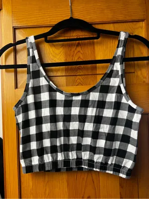 Forever 21 Black and White Gingham Crop Tank thumbnail 3