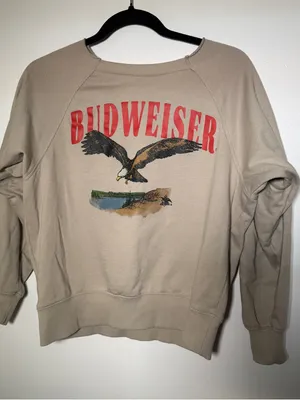 Budweiser Women's Tan Graphic Crewneck Sweatshirt XS thumbnail 1
