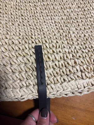 Woven Straw Tote Bag with Brown Faux Leather Handles thumbnail 3