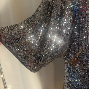 BKE Boutique Silver Sequin Mini Dress Short Sleeve Party Cocktail Size M thumbnail 3