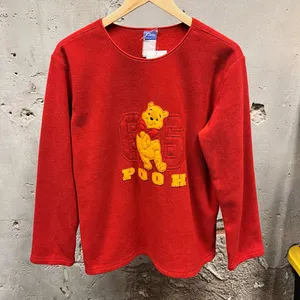 Disney Vintage 90s Y2K Winnie The Pooh Fleece Embroidered Red Pullover Sweatshirt L thumbnail 1