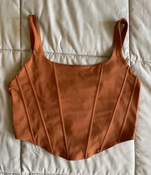 ReoRia Rust Orange Women's Corset-Style Tank Top thumbnail 1