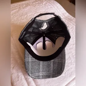 Gray Flannel White Plaid Hat Cap Strap Buckle Lea. Tee Da Brand Summer Outfit thumbnail 6